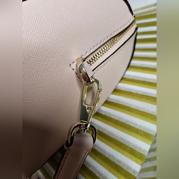 NWOT Kate Spade Blush Pink Crosshatch Leather Satchel Handbag w/ Crossbody Strap - Picture 13 of 16